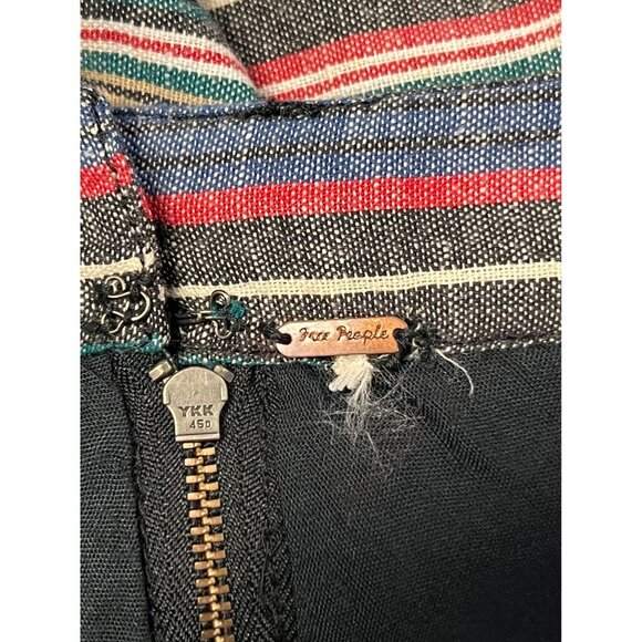 Free People Chevron Stripe High-Waist Skirt Size 6 Linen Vintage Red Combo New - Picture 6 of 8